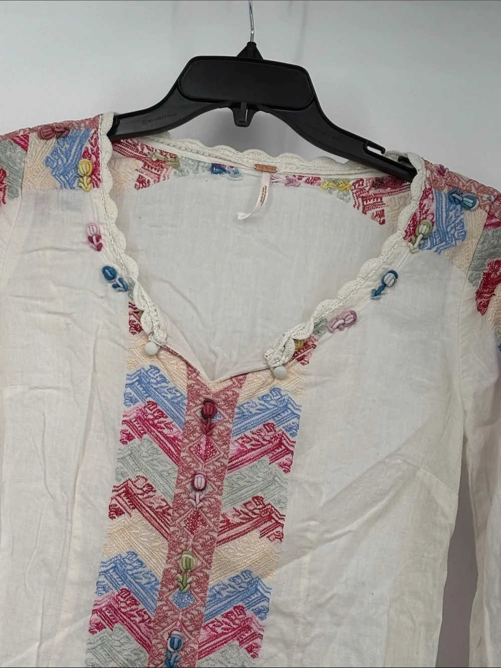 Free People Misty Meadow Embroidered flare sleeve Boho Dress size 4